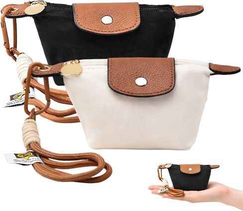 قطعتان من حقيبة الزلابية الصغيرة، محفظة صغيرة للعملات المعدنية مناسبة لمحفظة التغيير اللطيفة للسيدات مع سحاب وسلسلة مفاتيح للسفر والتخزين in Kuwait