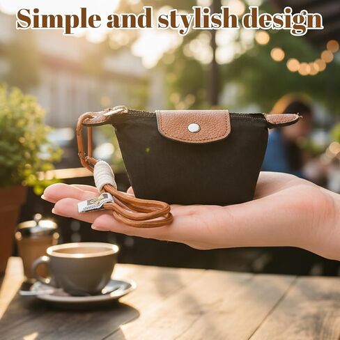 قطعتان من حقيبة الزلابية الصغيرة، محفظة صغيرة للعملات المعدنية مناسبة لمحفظة التغيير اللطيفة للسيدات مع سحاب وسلسلة مفاتيح للسفر والتخزين in Kuwait