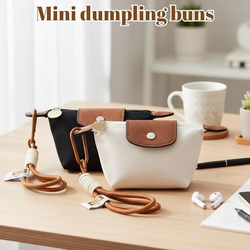 قطعتان من حقيبة الزلابية الصغيرة، محفظة صغيرة للعملات المعدنية مناسبة لمحفظة التغيير اللطيفة للسيدات مع سحاب وسلسلة مفاتيح للسفر والتخزين in Kuwait