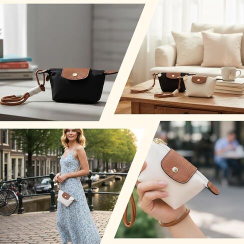 قطعتان من حقيبة الزلابية الصغيرة، محفظة صغيرة للعملات المعدنية مناسبة لمحفظة التغيير اللطيفة للسيدات مع سحاب وسلسلة مفاتيح للسفر والتخزين in Kuwait