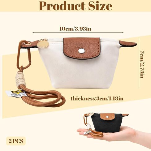 قطعتان من حقيبة الزلابية الصغيرة، محفظة صغيرة للعملات المعدنية مناسبة لمحفظة التغيير اللطيفة للسيدات مع سحاب وسلسلة مفاتيح للسفر والتخزين in Kuwait