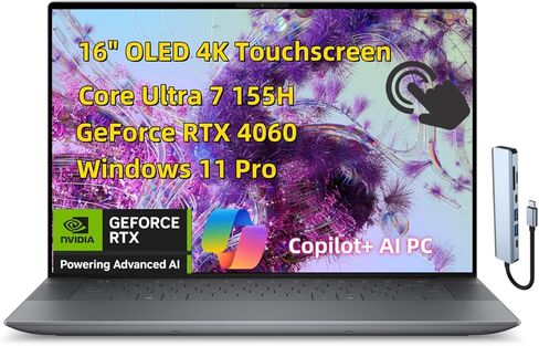 Newdell XPS 16 9640 كمبيوتر محمول لطالب الأعمال ، 16 "OLED 4K شاشة اللمس ، Core Ultra 7 155H ، 32GB RAM ، 2TB SSD GEFORCE RTX 4060 ، Backlit KB Thunderbolt4 ، Wi-Fi 7 W/AI COPILOT + AI PC ، ورب 11 PRO PRO in Saudi Arabia