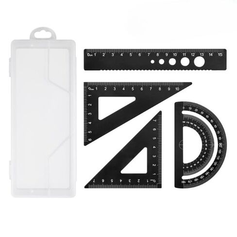 4Pcs/Set Set of Rulers, Four-Piece Set, Painting Tools, Triangular Ruler Ruler Painting Set (Black) in Saudi Arabia