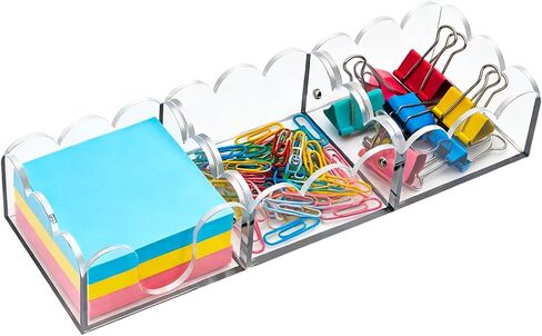 Magnetic 3-in-1 Acrylic Sticky Note Holder Dispenser, Self-Stick Memo Pads Holders Desk Organizer for School Office Home, Post Pop Notes Dispenser for 3"X3" Note Pads in Saudi Arabia