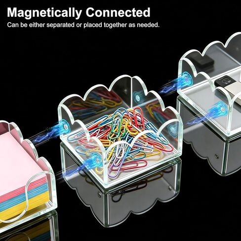 Magnetic 3-in-1 Acrylic Sticky Note Holder Dispenser, Self-Stick Memo Pads Holders Desk Organizer for School Office Home, Post Pop Notes Dispenser for 3"X3" Note Pads in Saudi Arabia