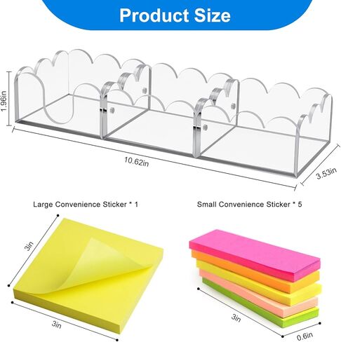 Magnetic 3-in-1 Acrylic Sticky Note Holder Dispenser, Self-Stick Memo Pads Holders Desk Organizer for School Office Home, Post Pop Notes Dispenser for 3"X3" Note Pads in Saudi Arabia