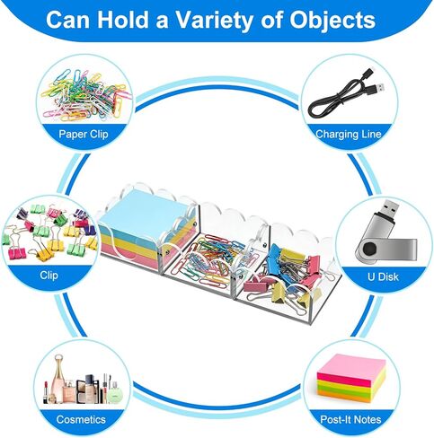 Magnetic 3-in-1 Acrylic Sticky Note Holder Dispenser, Self-Stick Memo Pads Holders Desk Organizer for School Office Home, Post Pop Notes Dispenser for 3"X3" Note Pads in Saudi Arabia