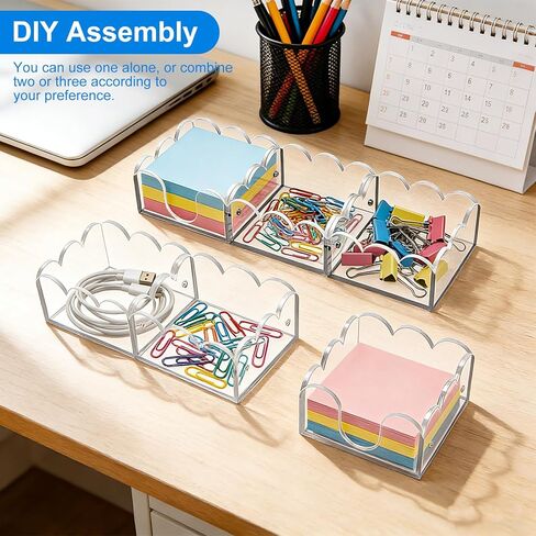 Magnetic 3-in-1 Acrylic Sticky Note Holder Dispenser, Self-Stick Memo Pads Holders Desk Organizer for School Office Home, Post Pop Notes Dispenser for 3"X3" Note Pads in Saudi Arabia