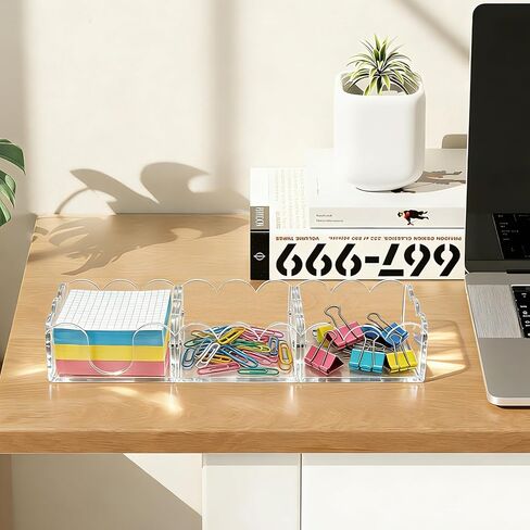 Magnetic 3-in-1 Acrylic Sticky Note Holder Dispenser, Self-Stick Memo Pads Holders Desk Organizer for School Office Home, Post Pop Notes Dispenser for 3"X3" Note Pads in Saudi Arabia