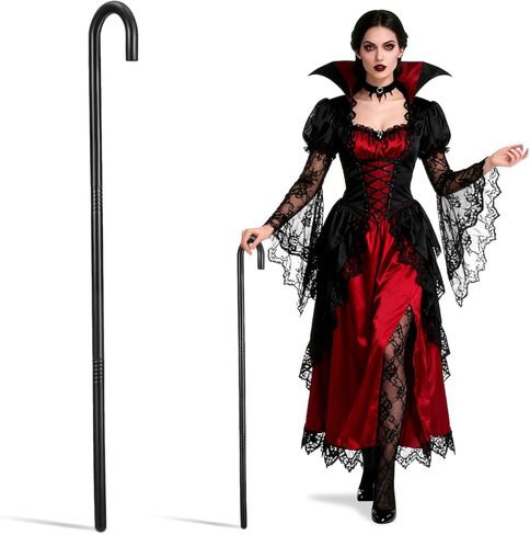 Healifty Black Costume Cane Prop, 1 Pack 3-Section Collapsible Magician Wand for Mardi Gras and Gala, Portable Lightweight Plastic Stick for School Play and Dance Performance, All Black in Saudi Arabia