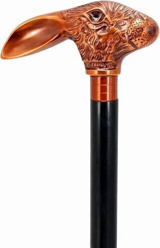 Luxury Rabbit Walking Stick, Vintage Copper Finish Handle, Detachable Cane with Black Wooden Shaft, 36 Inch, Decorative Collectible Gift for Men and Women in Saudi Arabia