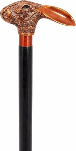 Luxury Rabbit Walking Stick, Vintage Copper Finish Handle, Detachable Cane with Black Wooden Shaft, 36 Inch, Decorative Collectible Gift for Men and Women in Saudi Arabia