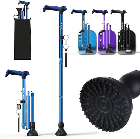 Walking Cane for Men & Women,Foldable,Adjustable,Self Standing Cane with Second Handle,350lbs Heavy Duty,All Terrain,Collapsible Walking Sticks for Seniors & Adults,Purple in Kuwait