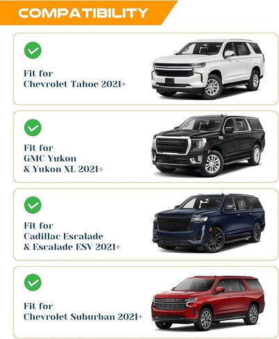 حامل سقف قابل للقفل من الألومنيوم Snailfly مناسب لـ 2021-2026 Chevy Tahoe Suburban، GMC Yukon، Cadillac Escalade، سعة تحميل 330 رطل، تركيب سهل بدون حفر، شريط لدراجة Cargo Kayak in Kuwait