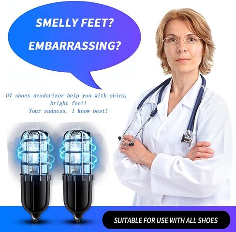 Ultraviolet Shoe Deodorizer,UV Light Sneaker Cleaner,Smart Timing UV Footwear Odor Elimination,360°Ultraviolet Bulb Design, Applicable to All Shoes and Boots 6W （Black） in Saudi Arabia