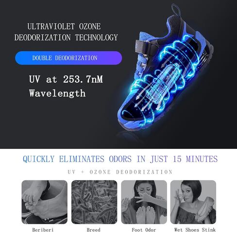 Ultraviolet Shoe Deodorizer,UV Light Sneaker Cleaner,Smart Timing UV Footwear Odor Elimination,360°Ultraviolet Bulb Design, Applicable to All Shoes and Boots 6W （Black） in Saudi Arabia