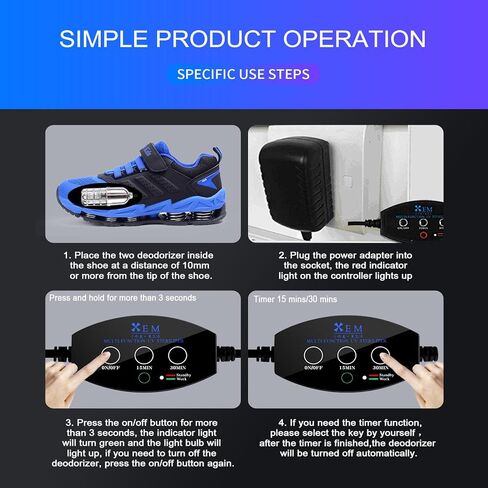 Ultraviolet Shoe Deodorizer,UV Light Sneaker Cleaner,Smart Timing UV Footwear Odor Elimination,360°Ultraviolet Bulb Design, Applicable to All Shoes and Boots 6W （Black） in Saudi Arabia