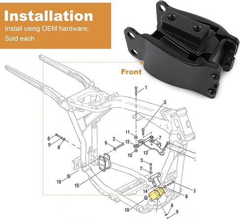 Front Isolator Engine Motor Mount Compatible with Harley Davidson 1991-2017 Dyna FXD/FXDWG, Repl OEM # 47583-90B, 47583-90, 47583-90A in Saudi Arabia