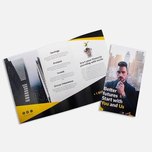 Custom Printed 8.5 x 14 Inch 100 lb Glossy Trifold Brochures | Full Color Marketing Handouts for Business, Events, Sales, Promotions (QTY 100) in Saudi Arabia