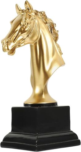 Horse Trophy - Golden Resin Horse Head Sculpture 7.48 X 3.74 X 2.75 Inch Award Decoration for Home Office and Celebrations in Saudi Arabia