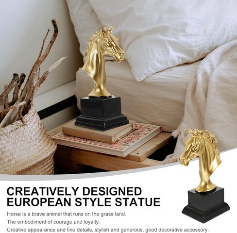 Horse Trophy - Golden Resin Horse Head Sculpture 7.48 X 3.74 X 2.75 Inch Award Decoration for Home Office and Celebrations in Saudi Arabia