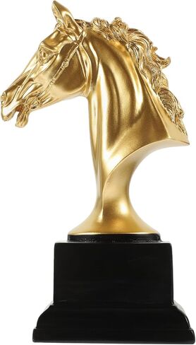 Horse Trophy - Golden Resin Horse Head Sculpture 7.48 X 3.74 X 2.75 Inch Award Decoration for Home Office and Celebrations in Saudi Arabia