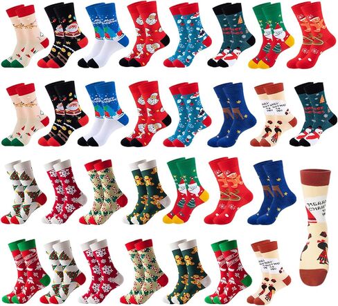 30 Pairs عيد الميلاد الجوارب للنساء الرجال المراهقين عطلة الجوارب مضحك الجدة الملونة القطن متماسكة عيد الميلاد الجوارب هدايا in Kuwait
