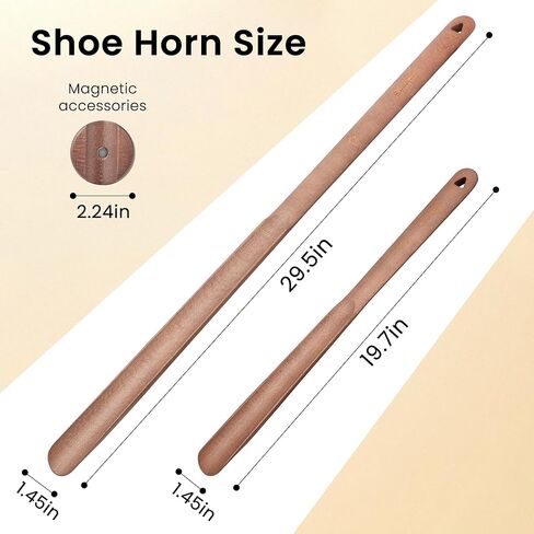 Shoe Horn Long Handle for Seniors 19.7" Extra Long Shoehorn Wooden for Men Women, with Magnetic Base Wall Mounted in Saudi Arabia