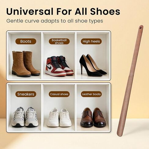 Shoe Horn Long Handle for Seniors 19.7" Extra Long Shoehorn Wooden for Men Women, with Magnetic Base Wall Mounted in Saudi Arabia