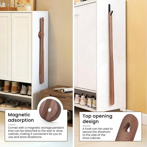 Shoe Horn Long Handle for Seniors 19.7" Extra Long Shoehorn Wooden for Men Women, with Magnetic Base Wall Mounted in Saudi Arabia