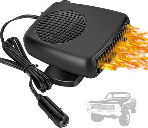 Portable Car Heater & Defroster, 12V 150W Fast Heating Defogger for Icy Windscreens - 2-in-1 Anti-Fog Heater Plugs into Lighter Socket, 360° Rotatable Window Defroster for Cars, Vans, Trucks in Saudi Arabia