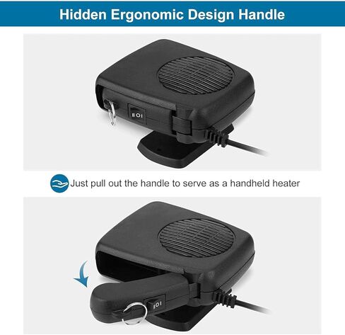 Portable Car Heater & Defroster, 12V 150W Fast Heating Defogger for Icy Windscreens - 2-in-1 Anti-Fog Heater Plugs into Lighter Socket, 360° Rotatable Window Defroster for Cars, Vans, Trucks in Saudi Arabia