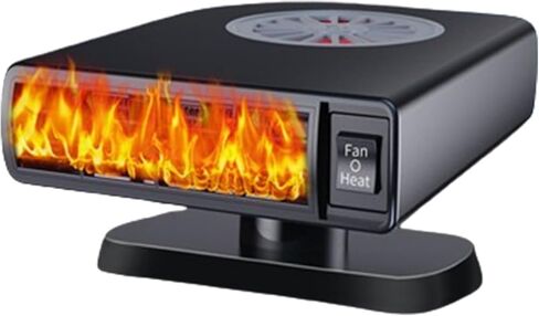 سخان سيارة 12 فولت، مزيل الجليد عن الزجاج الأمامي بقدرة 150 وات، دوران 360 درجة، وظيفة تسخين وتبريد سريعة 2 في 1، قابس في ولاعة السجائر ومزيل صقيع السيارة - مثالي للسيارات 12 فولت، سيارات الدفع الرباعي، الشاحنات، سيارات الأجرة in Kuwait