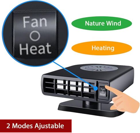 سخان سيارة 12 فولت، مزيل الجليد عن الزجاج الأمامي بقدرة 150 وات، دوران 360 درجة، وظيفة تسخين وتبريد سريعة 2 في 1، قابس في ولاعة السجائر ومزيل صقيع السيارة - مثالي للسيارات 12 فولت، سيارات الدفع الرباعي، الشاحنات، سيارات الأجرة in Kuwait