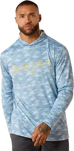 ARIAT Mens Rebar Sunblocker Printed Craft Hooded Long Sleeve T-Shirt in Saudi Arabia