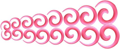 16pc Multi Color Snail Spiral Acrylic Hook Taper Flesh Ear Plug Stretching Kit Jewelry Set 14g (1.6) to 00g (10mm) in Saudi Arabia