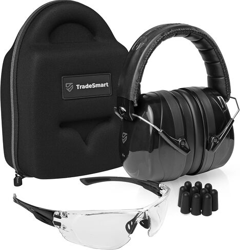 TradeSmart All-in-One Shooting Ear Protection - Comfort+ NRR 28 Earmuffs, Glasses & Earplugs + Carry Case in Kuwait