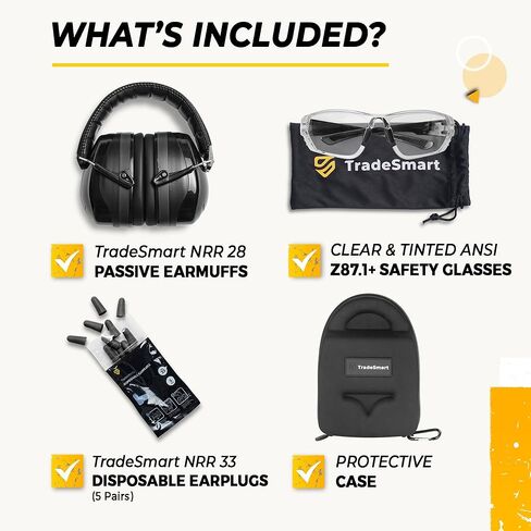 TradeSmart All-in-One Shooting Ear Protection - Comfort+ NRR 28 Earmuffs, Glasses & Earplugs + Carry Case in Kuwait
