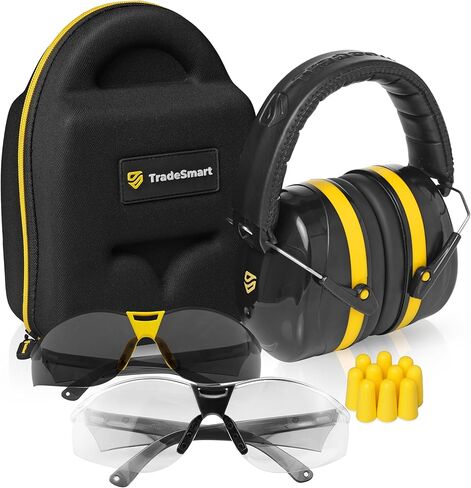 TradeSmart All-in-One Shooting Ear Protection - Comfort+ NRR 28 Earmuffs, Glasses & Earplugs + Carry Case in Kuwait