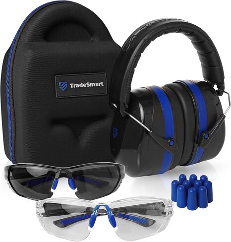 TradeSmart All-in-One Shooting Ear Protection - Comfort+ NRR 28 Earmuffs, Glasses & Earplugs + Carry Case in Kuwait