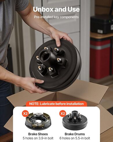 VEVOR Electric Trailer Brake Assembly, 12 x 2 Inch, 1 Pair Self-Adjusting Electric Brakes Kit for 6000 lbs Trailer Axle, Backing Plates for Braking System Part Replacement, Fit for Trailers, RVs in Saudi Arabia