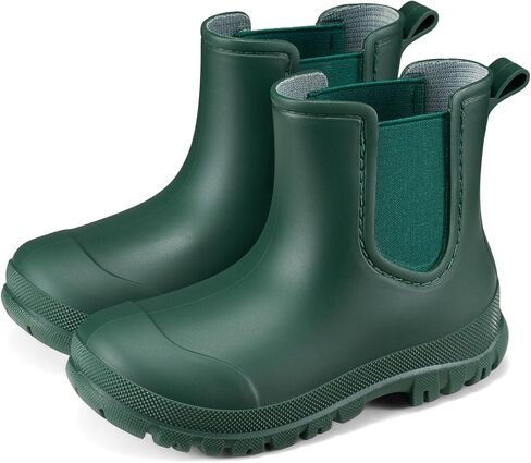 HISEA Toddler Rain Boots for Boys Girls, Kids Chelsea Short Rubber Boots Waterproof Lightweight with Non-slip Outsole for Outdoor Playing in Kuwait