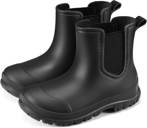HISEA Toddler Rain Boots for Boys Girls, Kids Chelsea Short Rubber Boots Waterproof Lightweight with Non-slip Outsole for Outdoor Playing in Kuwait