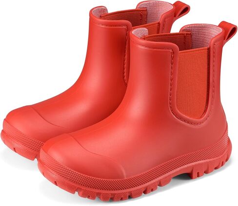HISEA Toddler Rain Boots for Boys Girls, Kids Chelsea Short Rubber Boots Waterproof Lightweight with Non-slip Outsole for Outdoor Playing in Kuwait