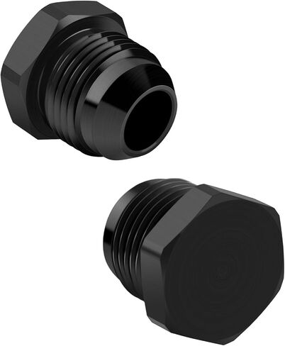 2PCS 3AN Male Flare Blanking Plug Fitting Adapter, Black Anodized Aluminum Hard Hex Head Nut Plug Adapter, Automotive Accessories Suitable for Vehicle Fuel Oil Line End Modification in Saudi Arabia