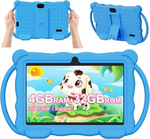 Kids Tablet 7 بوصة Android 14.0 لطفل صغير ، 4 جيجابايت ذاكرة الوصول العشوائي 32GB ROM Bluetooth IPS شاشة Google Play YouTube Parental Control Dual Campar in Saudi Arabia