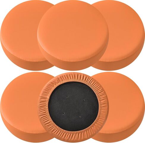 Bar Stool Cover, Waterproof Round Seat Cushion Cover, Set of 2/4/6, Stretch PU Leather Slipcovers with Nonslip Bottom for 12-15 Inch Stools in Saudi Arabia