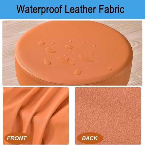 Bar Stool Cover, Waterproof Round Seat Cushion Cover, Set of 2/4/6, Stretch PU Leather Slipcovers with Nonslip Bottom for 12-15 Inch Stools in Saudi Arabia