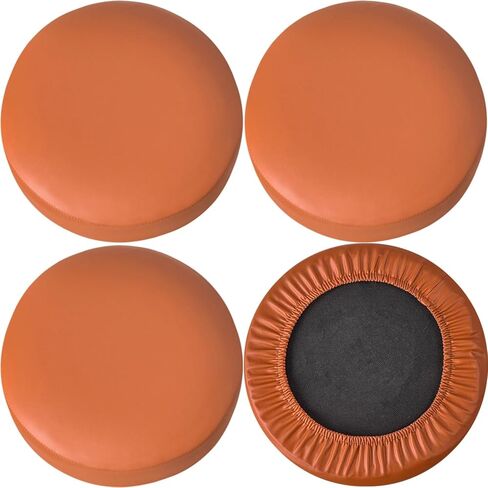 Bar Stool Cover, Waterproof Round Seat Cushion Cover, Set of 2/4/6, Stretch PU Leather Slipcovers with Nonslip Bottom for 12-15 Inch Stools in Saudi Arabia
