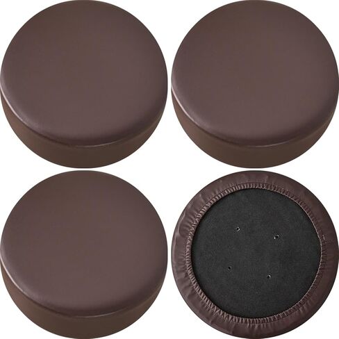 Bar Stool Cover, Waterproof Round Seat Cushion Cover, Set of 2/4/6, Stretch PU Leather Slipcovers with Nonslip Bottom for 12-15 Inch Stools in Saudi Arabia